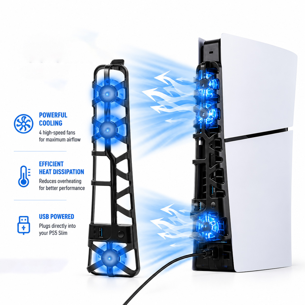 Console Cooling Fan - Kühlventilator für PS5 Slim Disc/Digital-Konsole, Kühlsystem
