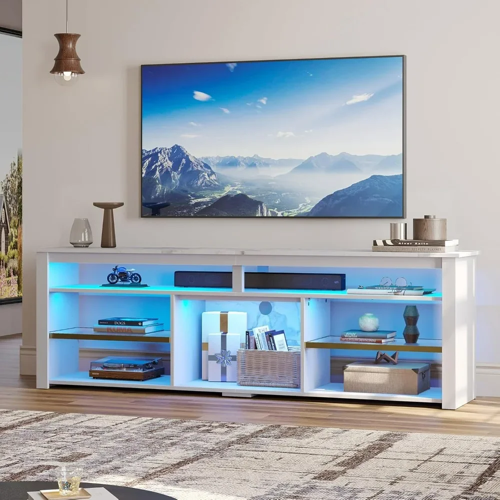 Gaming Console Tv Stand - TV-Ständer für 75-Zoll-Fernseher, hohes LED-Entertainment-Center mit