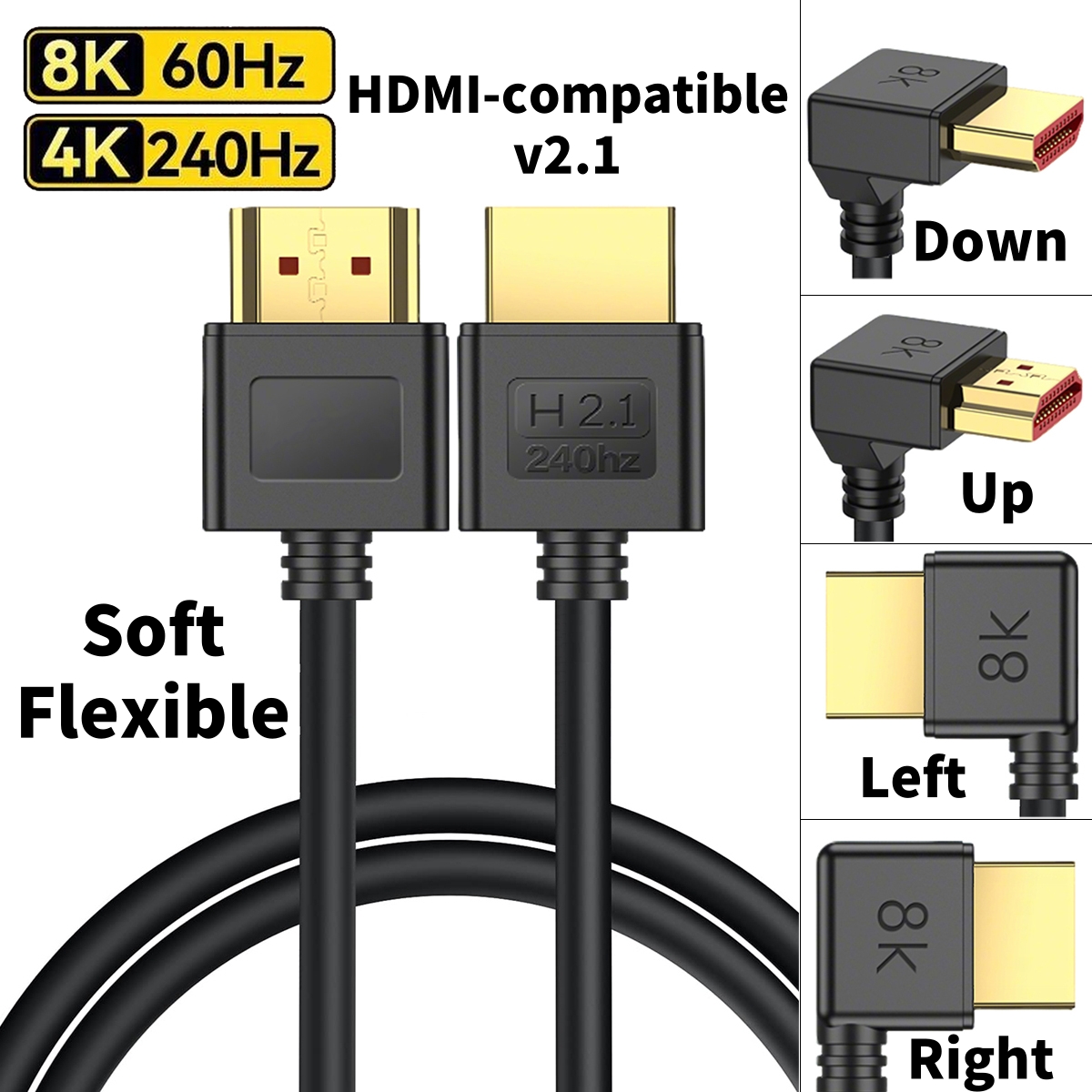 Hdmi Cable 2.1 - 90 Grad nach oben/unten/links/rechts Winkel HDMI-kompatibel