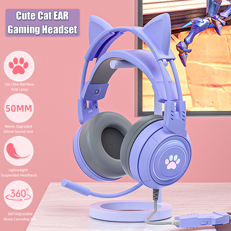 Pad Gaming Console - Niedliche Katzen ohr Gaming-Kopfhörer mit Mikrofon