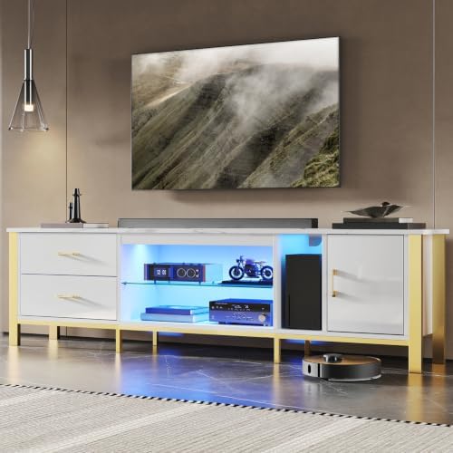 Gaming Console Tv Stand - TV-Ständer für 75/80/85-Zoll-Fernseher, LED-Gaming-Entertainment-Center, Medienkonsole mit