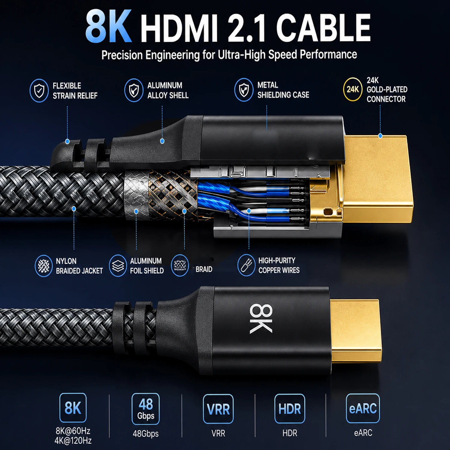 8K HDMI zu HDMI 2.1 Kabel 48Gb – Hdmi Cable 2.1 Bewertung und Preis