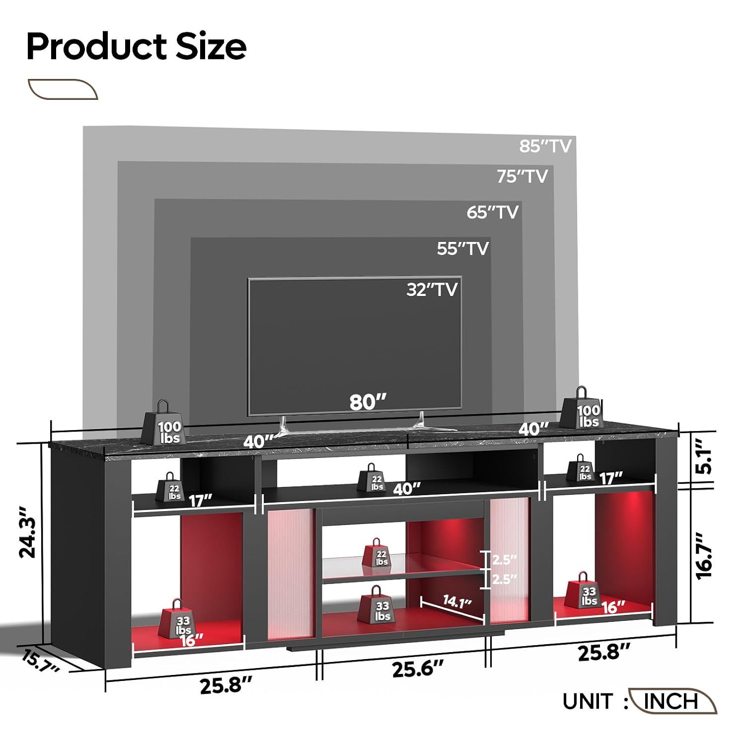 80 Zoll TV-Ständer, Entertainm – Gaming Console Tv Stand Bewertung und Preis
